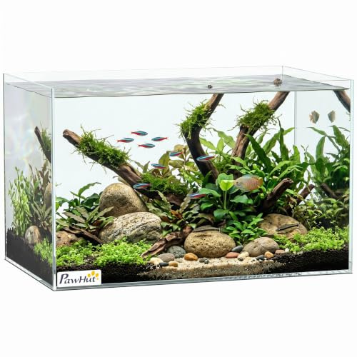 PawHut 24L Fish Tank with Protective Base Mat, Transparent, 40 x 25 x 25 cm