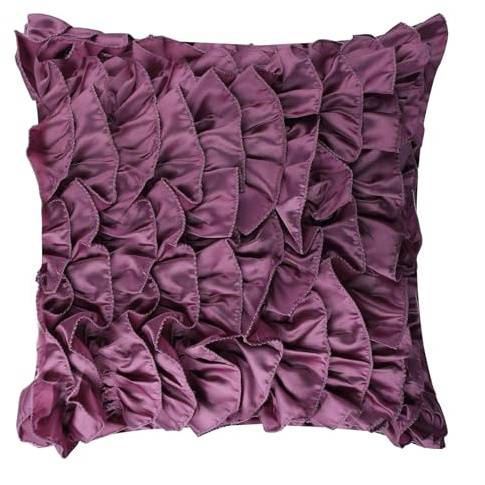 The HomeCentric Entwerfer Lila Akzent Kissen, Vintage Style Ruschen Shabby Chic Kissen Decken, 40x40 cm Kissenbezuge Dekor, Platz Satin Kissen Abdeckungen Fur Couch, Solide - Vintage Vines