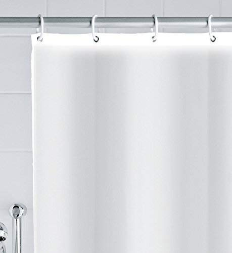 Hayrets Weißer Duschvorhang extra Breit 150x220 Überlänge für Badewanne und Dusche im Badezimmer, Badvorhang Anti-Schimmel und Wasserdicht aus Stoff 100% Polyester, Waschbar mit Vorhangringen