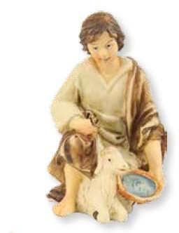 Johannes Krippe, Schäfer kniend mit Schaf für 10cm Figuren