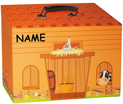 alles-meine.de GmbH Koffer - Bauernhof - incl. Name - Geschenk für eine Reise, Umzug, Renovierung & Haus - Pappkoffer - Puppenkoffer Kinderkoffer - Kinder - Pappe Karton - Sp..