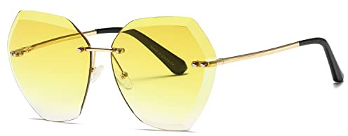 kimorn Sunglasses For Women Oversized Rimless Diamond Cutting Lens Classic Eyewear AE0534