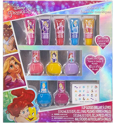 Disney Princess Kinderschminke Set | Mädchen Make-up Set mit Lipgloss, Nagellack und mehr | Geburtstagsgeschenk für Kinder ab 3 Jahren von Townley Girl