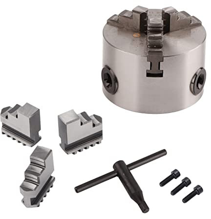 Akozon Dreibackenfutter Drehfutter K11-80 3-Backen Drehfutter selbstzentrierend 80mm Durchmesser 0.07mm Präzision Drei-Backen-Zentrierfutter Drehmaschinenzubehör Dreizackgestänge