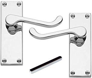 Golden Grace Victorian Scroll Lever Latch Door Handles in Polished Chrome Finish, Classic Interior Doors Hardware, 1 Pair - 120mm Long