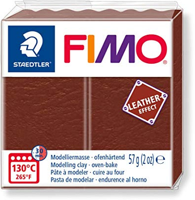 Staedtler VE FIMO Leather-Effect, ofenhärtende Modelliermasse für kreative Objekte im Leder-Look, lederähnliche Optik und Haptik, Farbe nuss, 8010-779