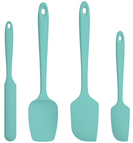 Espatulas Silicona Cocina Reposteria Lengua: U-Taste 315℃ Resistente al Calor Utensilios de Espátula para Cocinar y Hornear, Juego de 4 Paletas Cocina Antiadherentes Flexibles sin BPA, Cielo Acuático