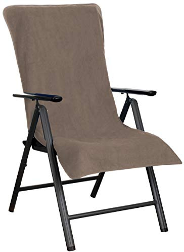 Brandsseller Housse en Éponge pour Chaise de Jardin 65x130 cm – Coussin de Siège d'Extérieur en Coton 100% – Serviette XL Confortable, Antidérapante, Lavable, Certifiée Oeko-Tex – Marron