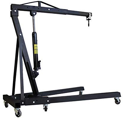 Qivange Folding Engine Crane 1 Tonne Hoist Lift Jack With Wheels (Black)