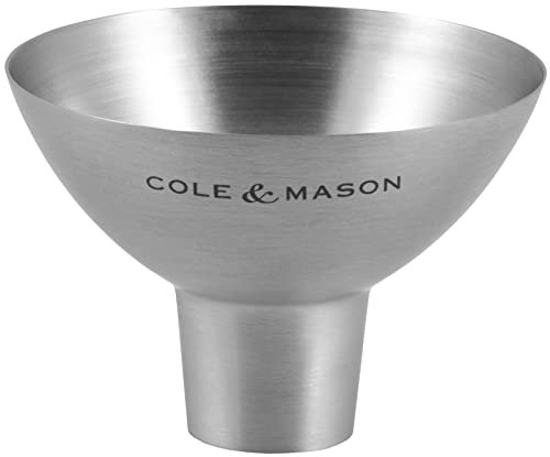 Cole & Mason H611928 Dover Embudo Cocina Metalico, Plata, 6,5cm, Pequeño Embudo Para Rellenar Molinos con Sal, Pimienta y Especias, Acero inoxidable, Apto Para Lavavajillas