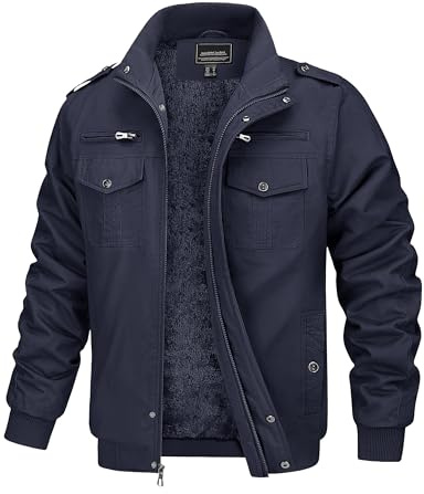 MAGCOMSEN Vinterjacka herr jacka varm fleecejacka herr övergångsjacka jacka arbetsjacka parkas pilotjacka utomhus, Mörkblå, S
