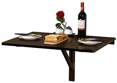 DREAMADE Wandklapptisch 80x60 cm, Wandklapptisch Holz Wandtisch klappbar, Küchetisch Beistelltisch Laptoptisch, Esstisch Ecktisch Schreibtisch Mehrzwecktisch (Braun)