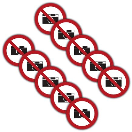10 Stück Fotografieren verboten Aufkleber Ø 9,5cm Sticker Schild Foto Kamera Verbotszeichen mit UV Schutz Warnzeichen für Außenbereich Innenbereich von STROBO