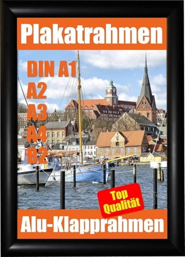Promo-Station GmbH DIN A1, A2, A3, A4, B2 Klapprahmen, Alu Klapprahmen, Plakatrahmen, Posterrahmen, Wechselrahmen, Bilderrahmen, Rahmen Gehrung Schwarz (A2)