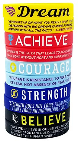 15-pack inspirerande citat silikonarmband | Motiverande gåvor för män kvinnor flickor pojkar | Drömmod uppnå styrka tro | festgåvor gummiarmband för vuxna, tonåringar och barn