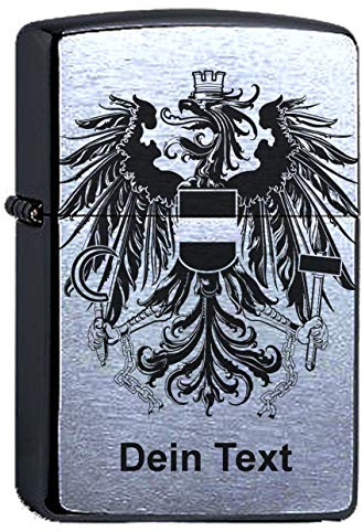 Zippo Benzinfeuerzeug Österreich Adler Wappen Gravur mit Wunschtext personalisiert Austria Sturmfeuerzeug Benzin Personalisieren graviert Geschenk