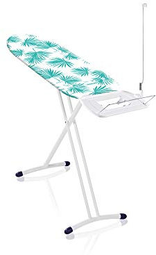 Leifheit Bügelbrett AirBoard Express M Solid, für Dampfstationen, Bügeltisch mit Baumwoll-Spezialbezug für bessere Dampfverteilung, Dampfbügelbrett, ultraleichte Bügelfläche, Bezug mit Palmen-Muster