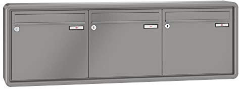 RENZ / RS2000 / 3er Aufputz-Briefkastenanlage Wand-Briefkasten/RAL-Farbe 9007 Volumen 1/Dein-Briefkasten.de