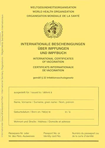 Impfausweis/Impfpass/Impfbuch PRO - auf Spezialpapier,beständig gegen Feuchtigkeit, Temperatur, UV-Licht - Ausgabe 2021 - internationale Bescheinigung Impfungen mit Covid-19 Seite**