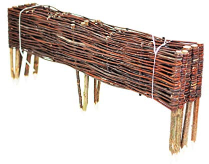 H4L Beeteinfassung Weide 5er Set Weidenzaun Rasenkante Beetumrandung 100cm Steckzaun Zaun Naturzaun 20cm Höhe