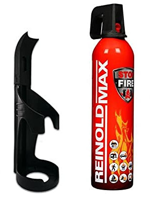 IWH Vertriebs GmbH Premium Feuerlöschspray STOPFIRE Reinold Max Autofeuerlöscher 1 x 750ml wiederverwendbar geeignet für Fettbrände incl. 1 Wandhalter, 32 x 9 x 7 cm
