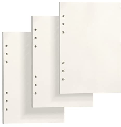 Skycase A5 Nachfüllpapier [3x 135 Blatt], 270 Seiten Blanko, 6-Loch für Filofax, Ringbücher, Notizen, Skizzen, Zeichnungen – Hochwertiges Schreibpapier, Archivierbar, Perforiert