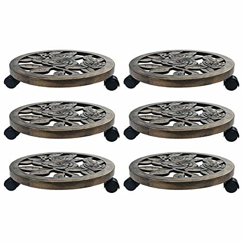 Ksodgun Soporte con Ruedas para Plantas 6 Unidades Prueba de la Intemperie Scooter al Aire Libre Ayuda al Transporte para Plantas Rodillo de Plantas Bronce 38 cm el plastico