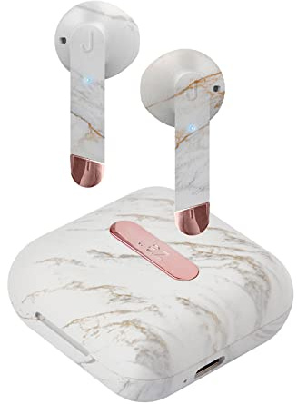 JAZ Auricolari Hoox True Wireless Stereo Effetto Marmo, Tws Senza Fili, Basetta di Ricarica da 400 Mah, Fino a 4 Oredi Musica e Chiamate, Funzione Mono con Tecnologia Dual Leader