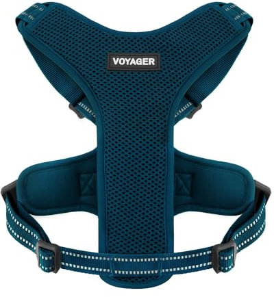 Air Frontier Mesh Dog Harness with Steel Leash D-Ring, Reflective Stitching, and Lightweight Breathable No-Pull Design, Adjustable Neck and Chest Straps for Small to Large Breeds - BUW, XS