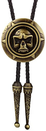 Bolo Ties Krawatte Für Herren - Amerikanische Handgefertigte Geisterkopf-Krawatte, Benutzerdefiniertes Lederhalsband, Seil, Unisex-Accessoires, Persönlichkeit, Vintage-Neuheit, Schmuck, Halskette,