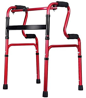 Andador para Personas Mayores Andador Plegable con Ruedas, aleación de Aluminio Liviano Movilidad Ajustable Ayuda para Caminar para Ancianos, discapacitados, Antideslizante (Color : Gold) (Rojo)