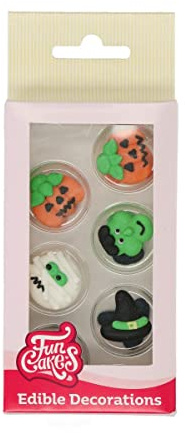 FunCakes Sugar Decorations Zuckerfiguren, Halloween, 12 Stück | Gebrauchsfertig für Tortendekoration, Perfekt für Cupcakes, Muffins und mehr, Edible Decorations