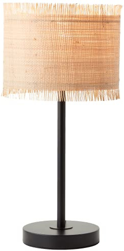 Lightbox Nature Tischlampe - Tischleuchte mit naturfarbenen Seegras-Schirm - 45,5 cm Höhe & 22 cm Durchmesser - E27 Fassung - max. 60 W - für Wohnzimmer - aus Metall/Seegras in Natur/Schwarz
