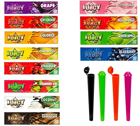 raupir Set 10 Heftchen Juicy Jays King Size Zigarettenpapier Papers mit Geschmack 4 Tubes