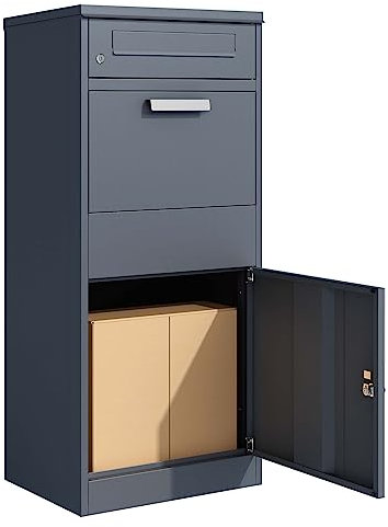 Toboli Cassetta postale per pacchi antracite 500 x 370 x 1120 mm Portapacchi con serratura