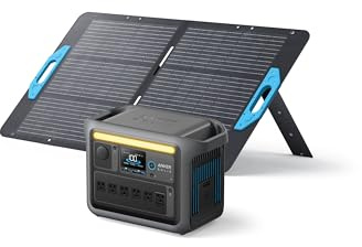 Anker SOLIX C1000 - Centrale elettrica portatile con pannello solare da 100 W, generatore solare da 1800 W, batteria LFP (LiFePO4), 4 prese AC, fino a 2400 W per casa, interruzioni di corrente e
