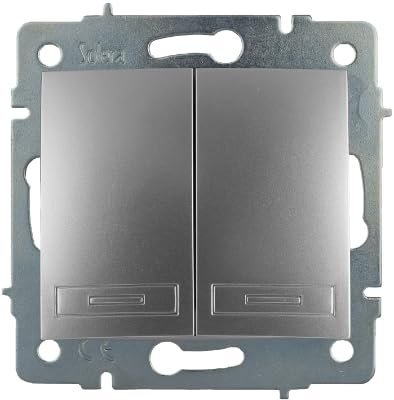 Doble Conmutador interruptor 10AX 250V sin marco serie EuropaSOLERA ERP12AQCPlata