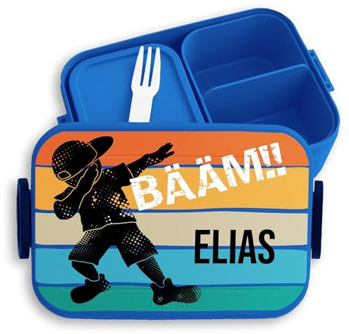 Kinder Bento Box Midi Lunchbox für Mepal Bentobox - Cool Kids - BÄÄM Junge mit Namen - 900 ml - Blau - brotdose bääm zur einschulung name fächern zum schulanfang kind schulanfänger