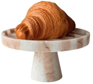Marmor Kuchenständer — Rosa und Weißer Gestreifter Marmor Tortenständer, Tortenplatte mit Fuß, Marble Cake Stand with Lid, Rund Hochzeitstortenständer und Kuchenglocke, Tortenplatten mit Deckel