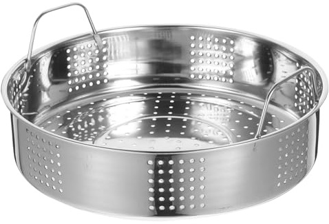Dampfgarer aus Edelstahl 25cm, Runder Dampfkorb mit Griffen | Dampfgartopf, Dampfgareinsatz Topf, Edelstahl Korb, für Küche und Restaurant, Silber