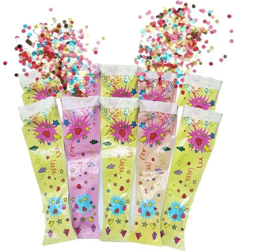 Lot de 10 bâtons de feux d'artifice gonflables for fête, jouets de confettis, feux d'artifice, confettis portatifs, confettis biodégradables multicolores, confettis à air comprimé, tireurs de confetti