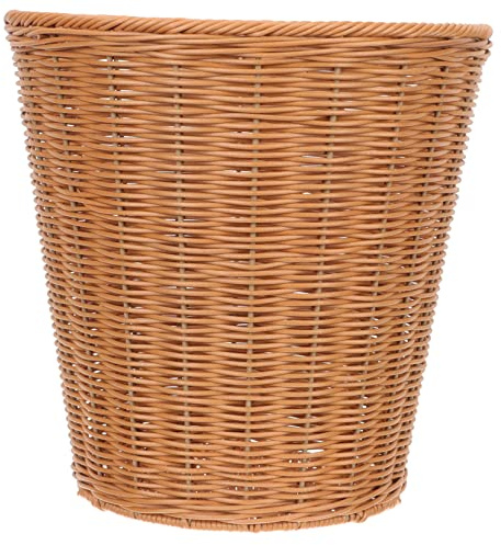 TINEASUR Cestino Intrecciato in Rattan per Cucina e Casa Design Rustico, Multipurpose e Resistente, per Conservare Rifiuti e Oggetti, Materiale Plastico e Naturale