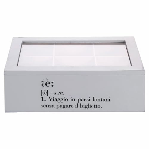 Villa d'Este Home Tivoli Scatola porta tè e tisane, 6 slot interni, grigio, Victionary