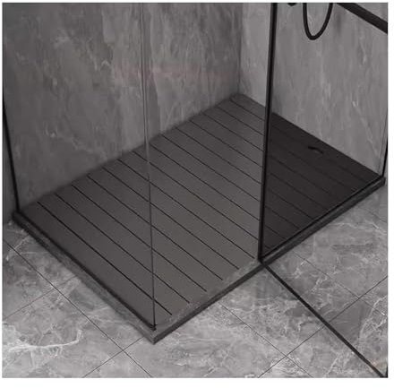 Rechteckige Badematte aus Holz, rutschfeste Holzmatte für Dusche, Badezimmer, Spa, Sauna, Pool, leicht zu reinigen, für Innen- und Außenbereich, Bodenmatte, 91,4 x 94 cm, rutschfeste wasserdichte