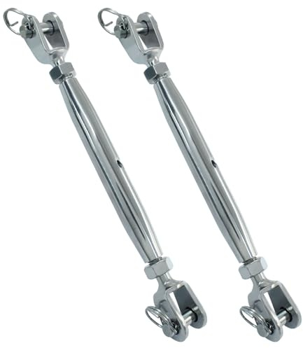 Cjueiom Stainless Steel Turnbuckle Jaw, M10, 2Pcs | Screw Jaw Closed Body, Jaw and Jaw Turnbuckles, For Cables Wire Tensioner