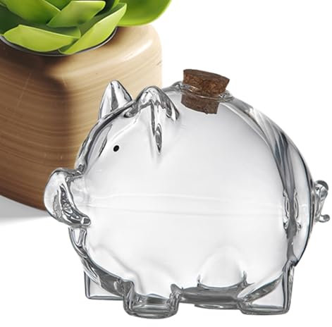 Banca in, Clear Coin Bank Glass | Piccola banca d'oro,Contenitore decorativo per fagioli d'oro per espositore, scrivania, salvadanaio portatile a forma di maiale