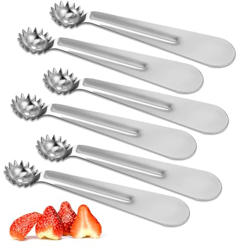 YBEATY 6 Pcs Tomato Stem Corer Strawberry Pitter Baller Practical Stainless Steel Kitchen Huller Tool Fruit Vegetable Stem Remover