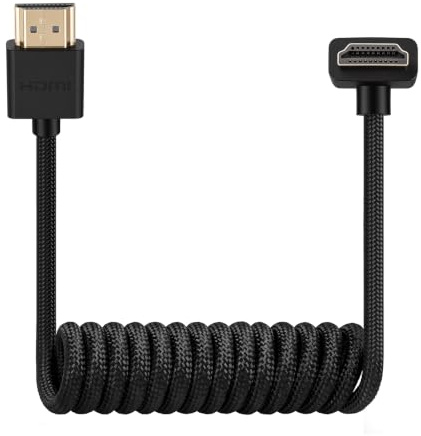 HangTon Hochgeschwindigkeits-HDMI-Kabel für ATOMOS Ninja V Shinobi, Sony Canon Lumix Nikon Blackmagic TV Laptop PS5 Xbox FEELWORLD Portkeys, schwarz geflochten gewickelt, rechtwinklig auf gerade, 8K