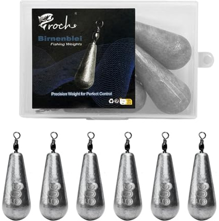 Set di pesi da pesca a forma di pera – 25g fino a 120g Set di pesi a pera | Metallo ad alta densità, resistente alla ruggine e superficie liscia | Ideale per pesca a posa e sul fondo (25g x 6)