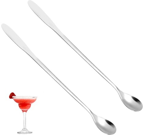 Long Coffee Spoons for Coffee Bar, 9-Inch Long Handle Mixing Spoons Ice Cream Spoon Iced Teaspoon Bar Cocktail Mixing Spoon Stainless Steel Longs Teaspoon for Milks Teas Cocktail Stirrings (2-Pack)